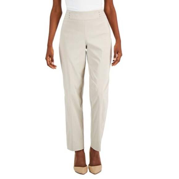 JM Collection Studded XL Petite Beige High-Waisted Straight-Leg Dress Pants NWT - Picture 1 of 11